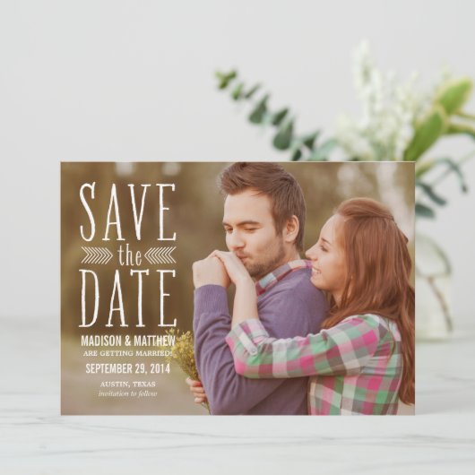Aztec Overlay 2 | De bekendmaking van de datum ops Save The Date (Staand voorkant)