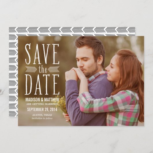 Aztec Overlay 2 | De bekendmaking van de datum ops Save The Date (Voorkant / Achterkant)