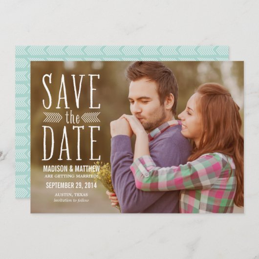Aztec Overlay 2 | De bekendmaking van de datum ops Save The Date (Voorkant / Achterkant)