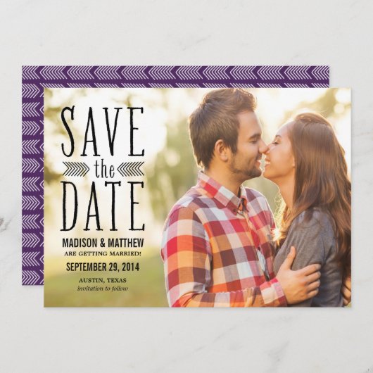 Aztec Overlay | De bekendmaking van de datum opsla Save The Date (Voorkant / Achterkant)