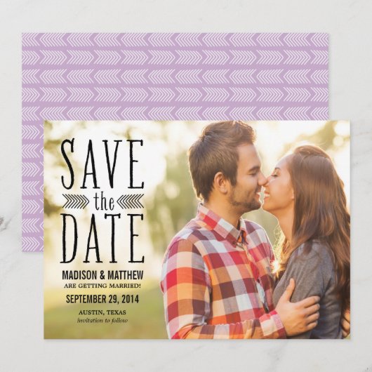 Aztec Overlay | De bekendmaking van de datum opsla Save The Date (Voorkant / Achterkant)