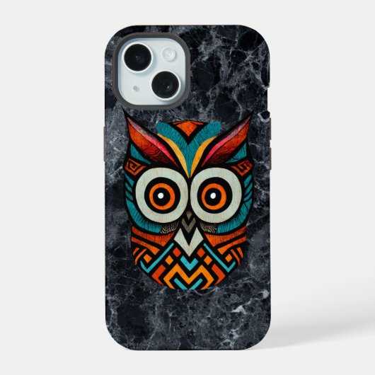 Aztec Owl iPhone 15 Case (Achterkant)