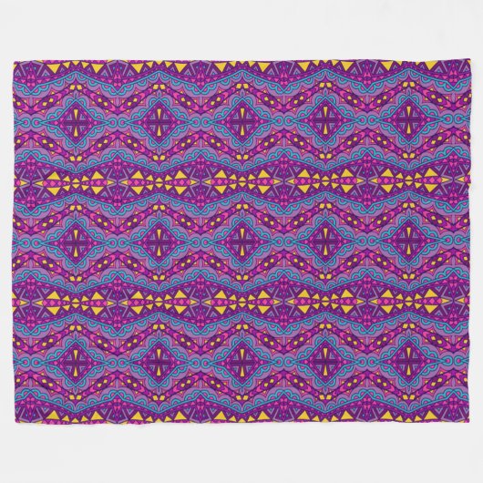 Aztec Paars Pattern Fleece Deken (Voorkant (Horizontaal))