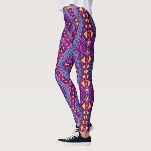 Aztec Paars Pattern Leggings (Links)