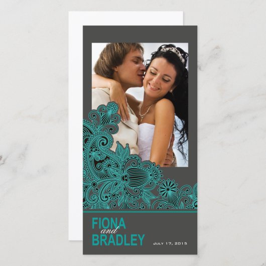 Aztec Paisley Bedankt blauwgroen houtskool (Voorkant / Achterkant)