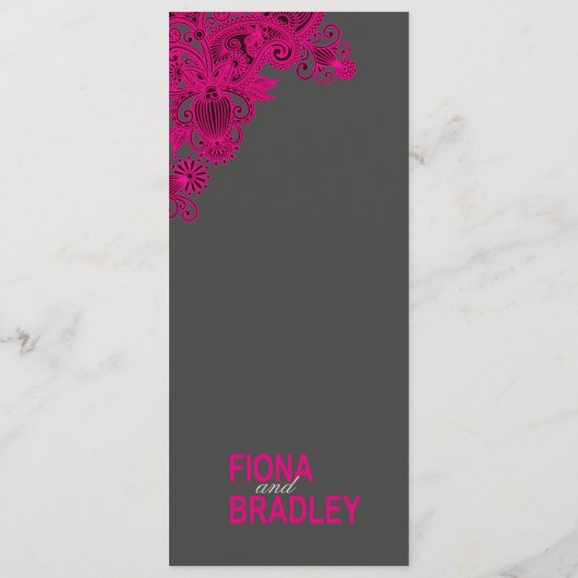 Aztec Paisley Dinner Menu - Fuschia charcoal (Achterkant)