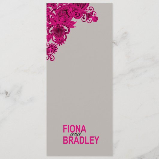 Aztec Paisley Dinner Menu fuschia grijs (Achterkant)