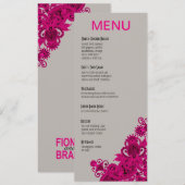 Aztec Paisley Dinner Menu fuschia grijs (Voorkant / Achterkant)