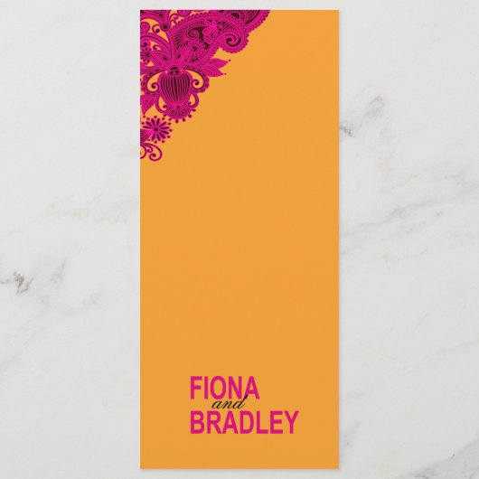 Aztec Paisley Dinner Menu fuschia nectarine (Achterkant)