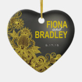 Aztec Paisley fotogele houtskool Keramisch Ornament (Voorkant)