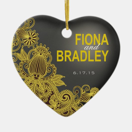 Aztec Paisley fotogele houtskool Keramisch Ornament (Voorkant)