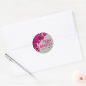Aztec Paisley - fuschia grijs Ronde Sticker (Envelop)
