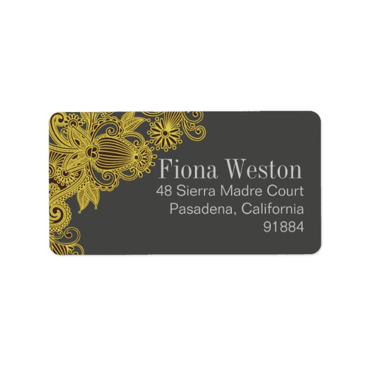 Aztec Paisley gele houtskool Etiket (Voorkant)