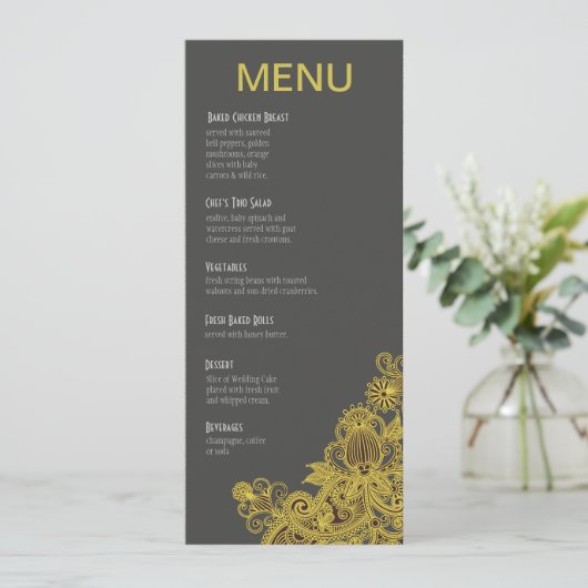 Aztec Paisley Gele kool menu Geel (Staand voorkant)