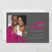 Aztec Paisley Photo Save the Date fuschia (Voorkant)