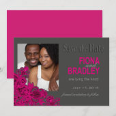 Aztec Paisley Photo Save the Date fuschia (Voorkant / Achterkant)