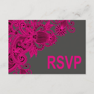 Aztec Paisley RSVP fuschia houtskool Kaartje