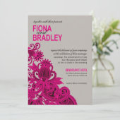 Aztec Paisley Wedding fuschia gray Kaart (Staand voorkant)