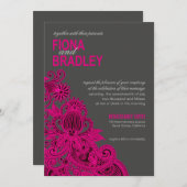 Aztec Paisley Wedding fuschia-houtskool Kaart (Voorkant / Achterkant)