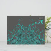 Aztec Paisley Wedding Programme - blauwgroen houts (Staand voorkant)