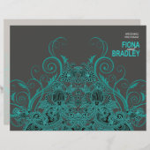 Aztec Paisley Wedding Programme - blauwgroen houts (Voorkant / Achterkant)