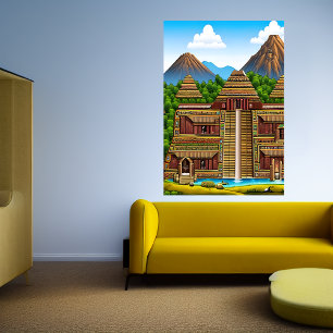 Aztec palace   AI Art Poster