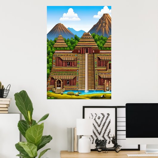 Aztec palace | AI Art Poster (Thuiskantoor)
