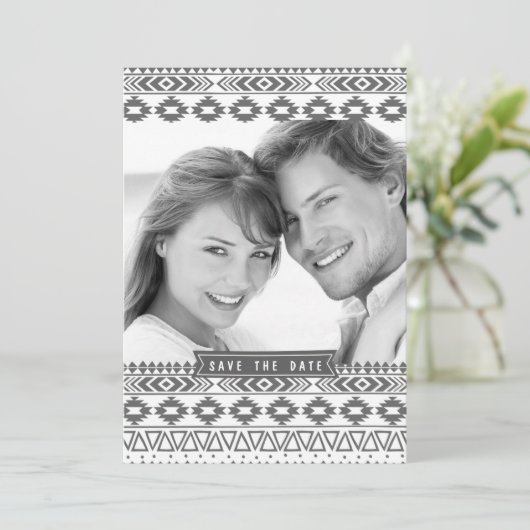 AZTEC PATROON FOTO BEWAAR DE DATUM AANKONDIGING (Staand voorkant)