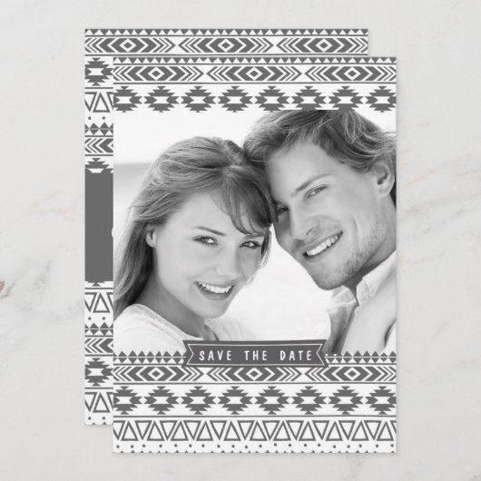 AZTEC PATROON FOTO BEWAAR DE DATUM AANKONDIGING (Voorkant / Achterkant)