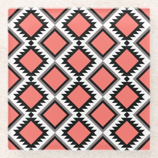 Aztec-patroon Glazen Onderzetter (Voorkant)