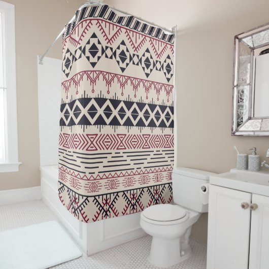 Aztec patroon.  tribale achtergrond douchegordijn (In situ)