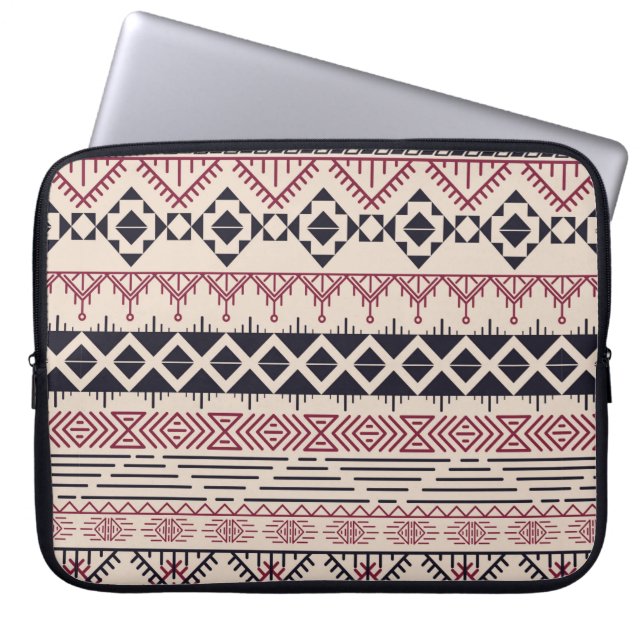 Aztec patroon.  tribale achtergrond laptop sleeve (Voorkant)