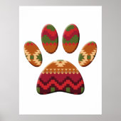 Aztec Pattern Dog Paw Art Poster (Voorkant)