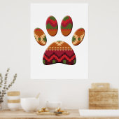 Aztec Pattern Dog Paw Art Poster (Keuken)