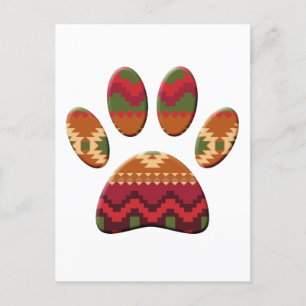 Aztec Pattern Dog Paw Briefkaart