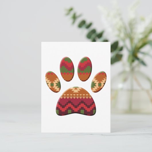 Aztec Pattern Dog Paw Briefkaart (Staand voorkant)