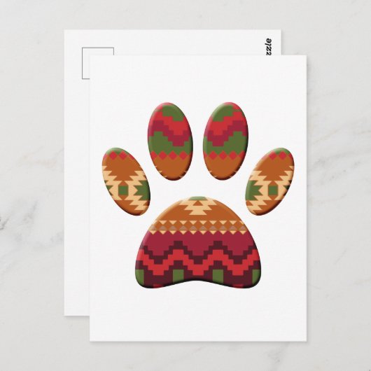 Aztec Pattern Dog Paw Briefkaart (Voorkant / Achterkant)