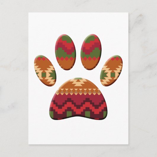 Aztec Pattern Dog Paw Briefkaart (Voorkant)