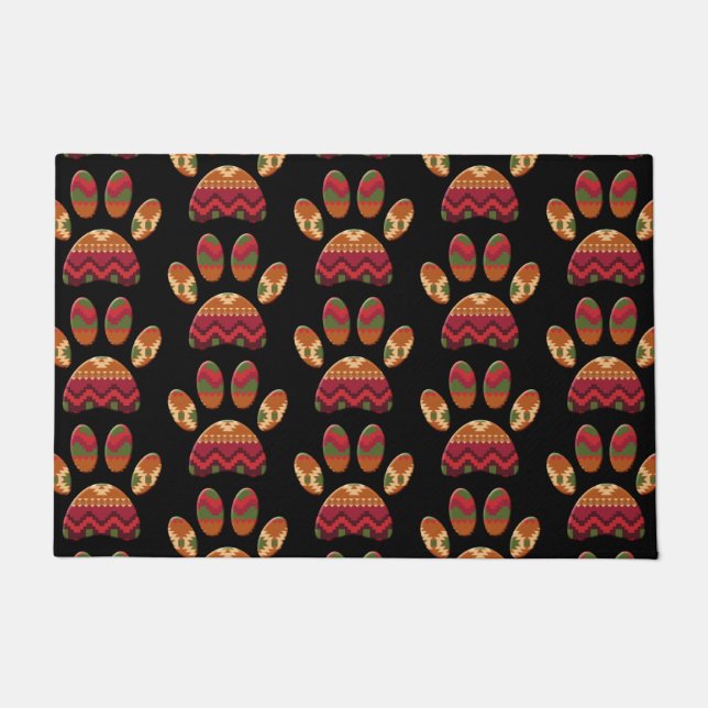 Aztec Pattern Dog Paw Deurmat (Voorkant)