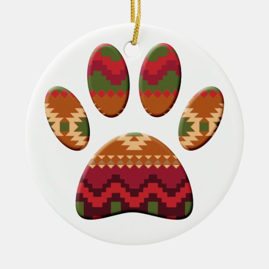 Aztec Pattern Dog Paw Keramisch Ornament (Voorkant)