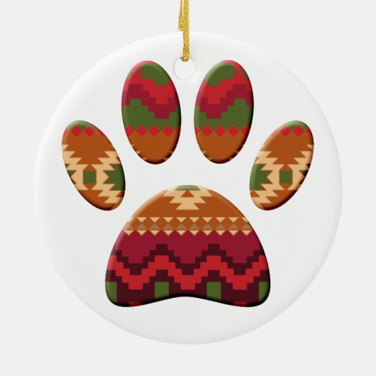 Aztec Pattern Dog Paw Keramisch Ornament (Achterkant)