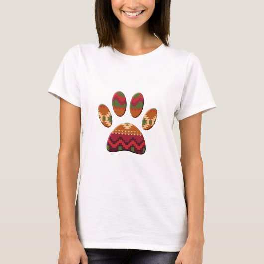 Aztec Pattern Dog Paw Print T-shirt (Voorkant)