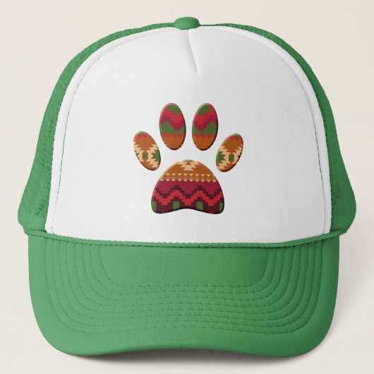 Aztec Pattern Dog Paw Print Trucker Pet (Voorkant)