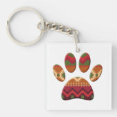 Aztec Pattern Dog Paw Sleutelhanger (voorkant)