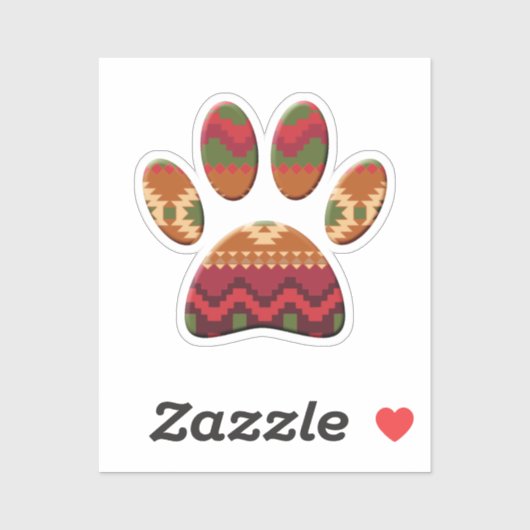Aztec Pattern Dog Paw Sticker (Vel)