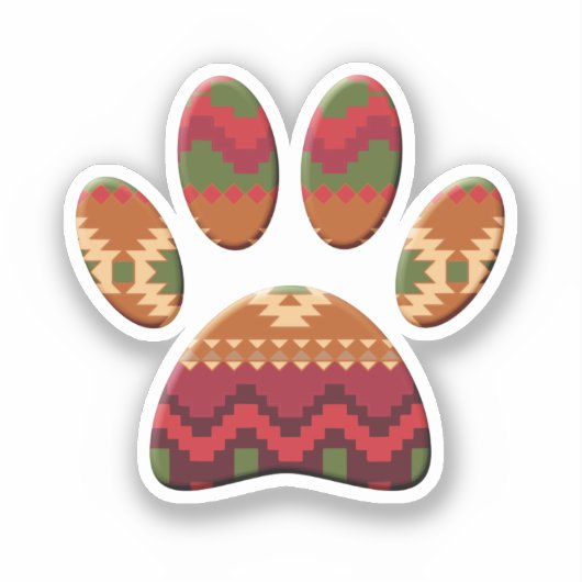 Aztec Pattern Dog Paw Sticker (Voorkant)