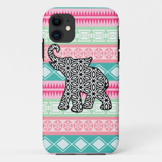  Aztec Pattern Elephant iPhone Case (Achterkant)