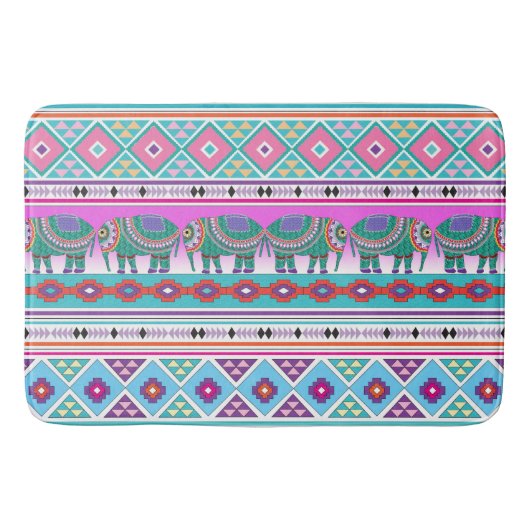Aztec Pattern en Elephants Badmat (Voorkant)