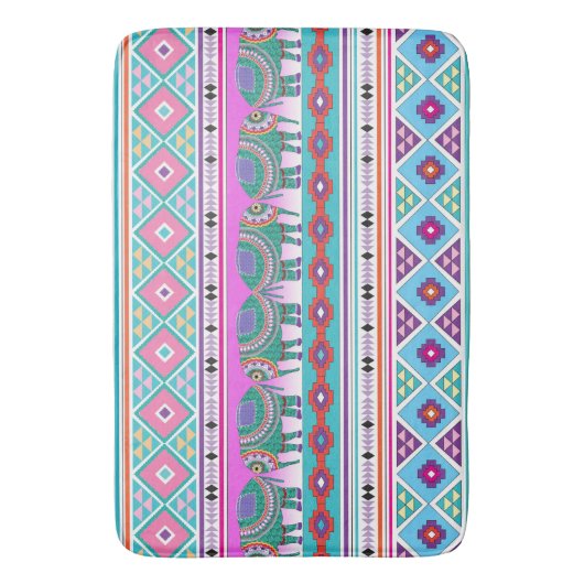 Aztec Pattern en Elephants Badmat (Voorkant Verticaal)