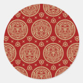 Aztec Pattern Ronde Sticker (Voorkant)